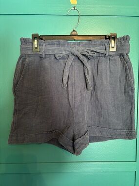 Simply Southern Navy Paperbag Tie-Waist Shorts Size Medium 100% Cotton
